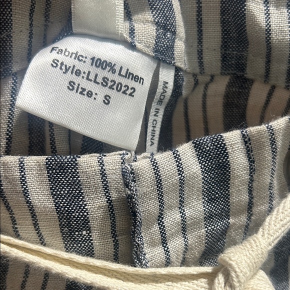 Elan blue & white Striped Wide Leg Pants with Drawstring - Picture 4 of 8